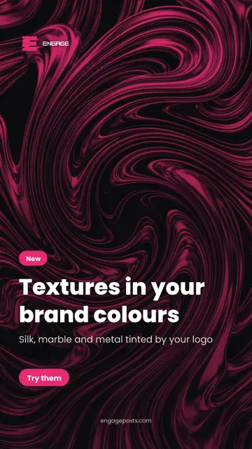 A story-size event poster on a swirling pink metal texture