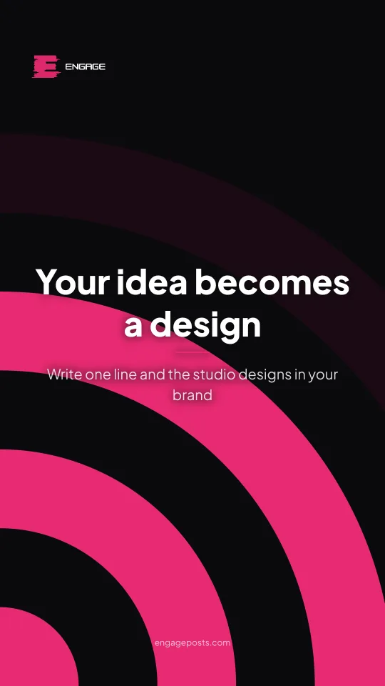 A story-size poster over pink Swiss arcs: Your idea becomes a design
