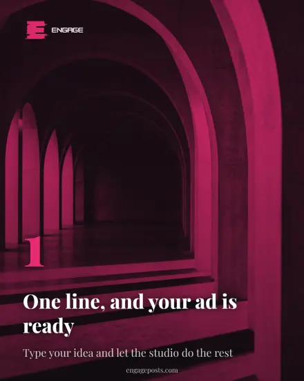 A portrait slide with a big number one: One line, and your ad is ready
