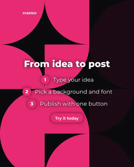 A portrait slide with three steps over pink Swiss shapes